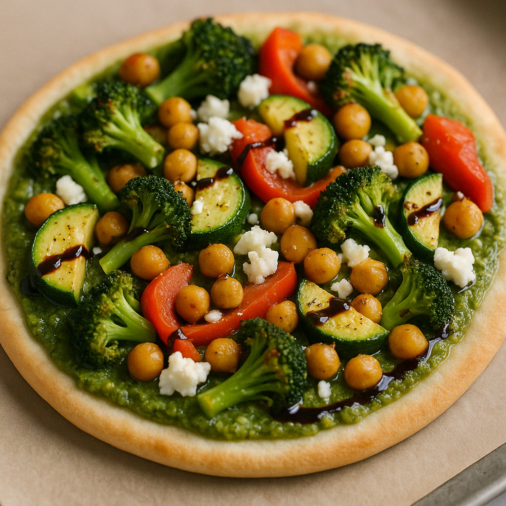 🥙 Roasted Veggie + Garbanzo Bean Flatbread&nbsp;Pizzas